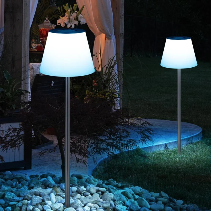 Solar LED Gartenlampe 90 x 18 cm kaltweiß Stehlampe Solarleuchte – Bild 6