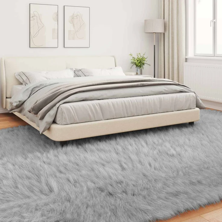 vidaXL Kunstschaffell Teppich Tafalla Grau 200 x 280 cm Polyester 42021529 – Bild 3