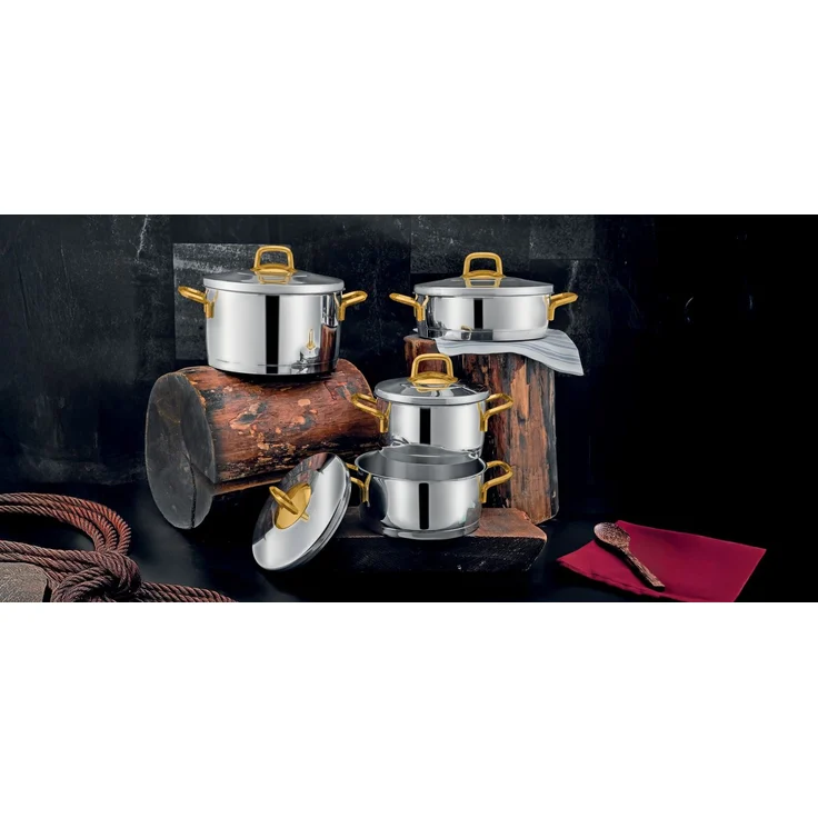 Hermia Concept 'Alya4060' Topfset (8-teilig), Silber / Gold, 24 x 24 cm, 6300 ml