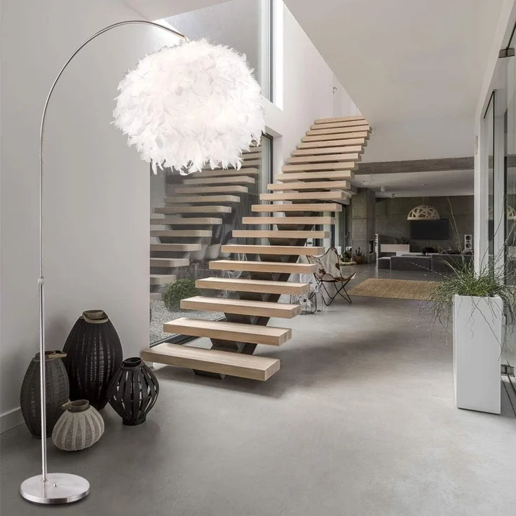 GLOBO LIGHTING Stehlampe, Leuchtmittel nicht inklusive, Bogenleuchte mit Federn Stehlampe Wohnzimmerleuchte Stehleuchte – Bild 6