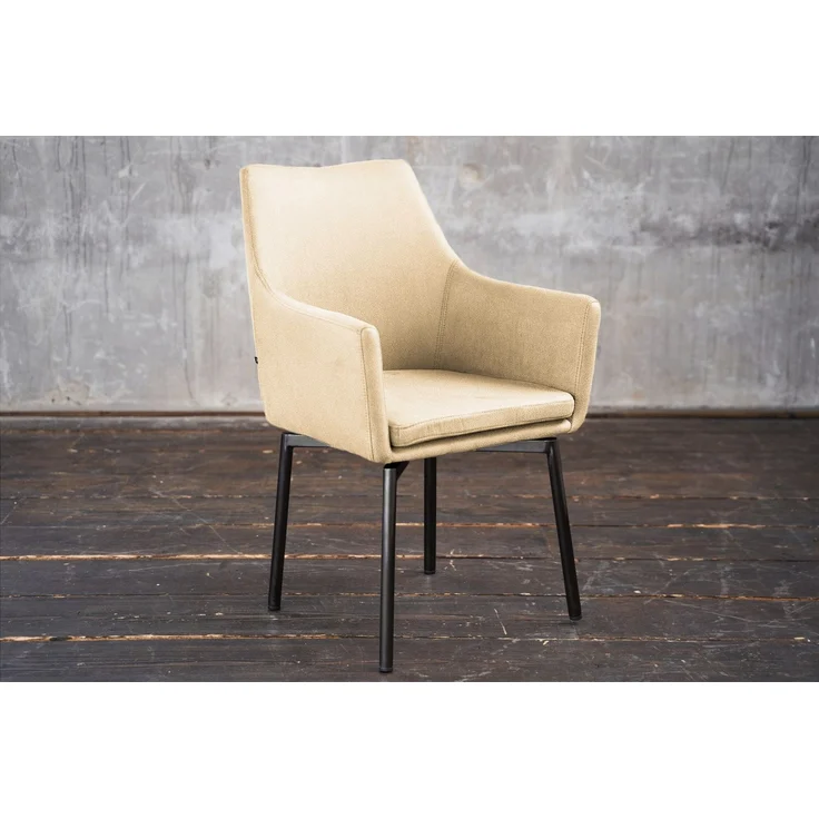 Stuhl Cali Sessel Microfaser Esszimmerstuhl creme Füße matt-schwarz 88.5 x 61 x 56 cm – Bild 1