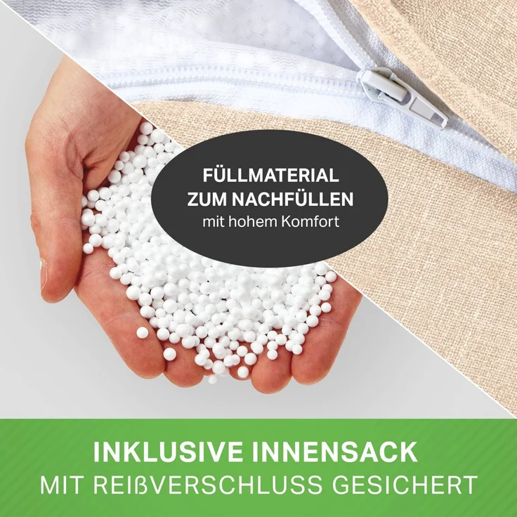 Green Bean® Sitzsack-Hocker 45x25cm mit EPS-Perlen Füllung - Sitz-Pouf für Sitzsäcke - Sitzhocker für Kinder und Erwachsene - Sand – Bild 7