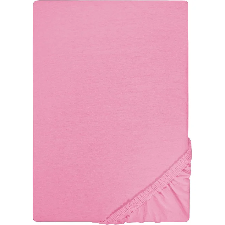 Biberna Jersey-Spannbetttuch, 100 % Baumwolle, Pink, 1x 180x200 cm - 200x200 cm – Bild 1