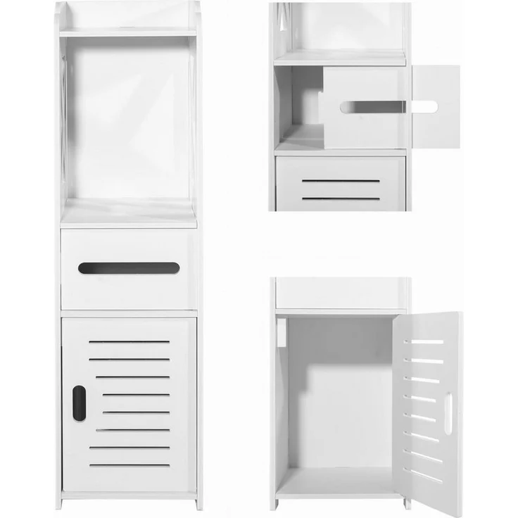 Home Collective Hochschrank Badezimmerschrank, Platzsparend, Schmal, Papierfach, Schrank für Bad 25 x 22 x 80 cm, mit 4 geräumigen Regalen, in weiß – Bild 1