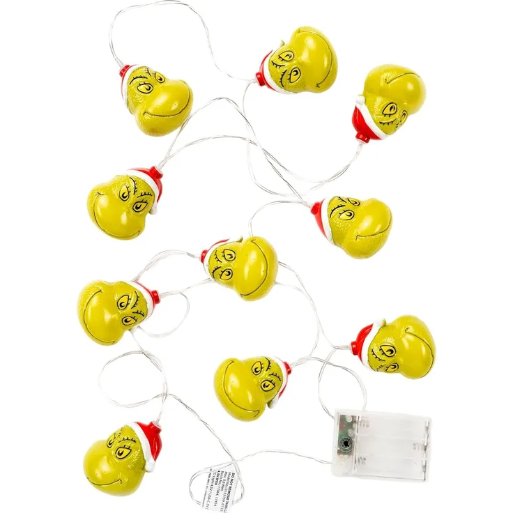 United Labels® LED-Lichterkette The Grinch LED Lichterkette 2m mit 10 LEDs warmweiß batterie innen