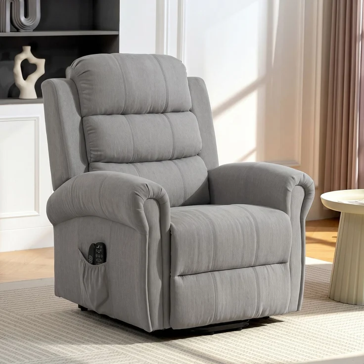 MELAYR, Fernsehsessel Elektrisch mit Aufstehhilfe Massage & Heizung Hellgrau, 87.5 x 87 x 108 cm – Bild 4
