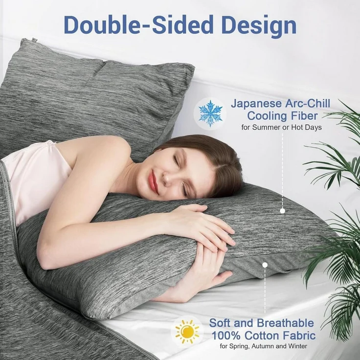 Elegear Kissenbezug 2 Stück kühlender Kopfkissenbezug für Sommer, Q-Max>0.5, (2 Stück), 40x80 cm Kissenbezüge mit Reißverschluss, Sofakissen atmungsaktiv – Bild 3