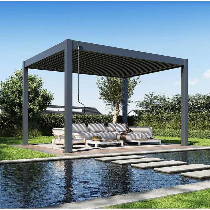 Weide Deluxe Plus Pergola Voll-Aluminium 3x4m mit Lamellendach freistehend anthrazit – Bild 1