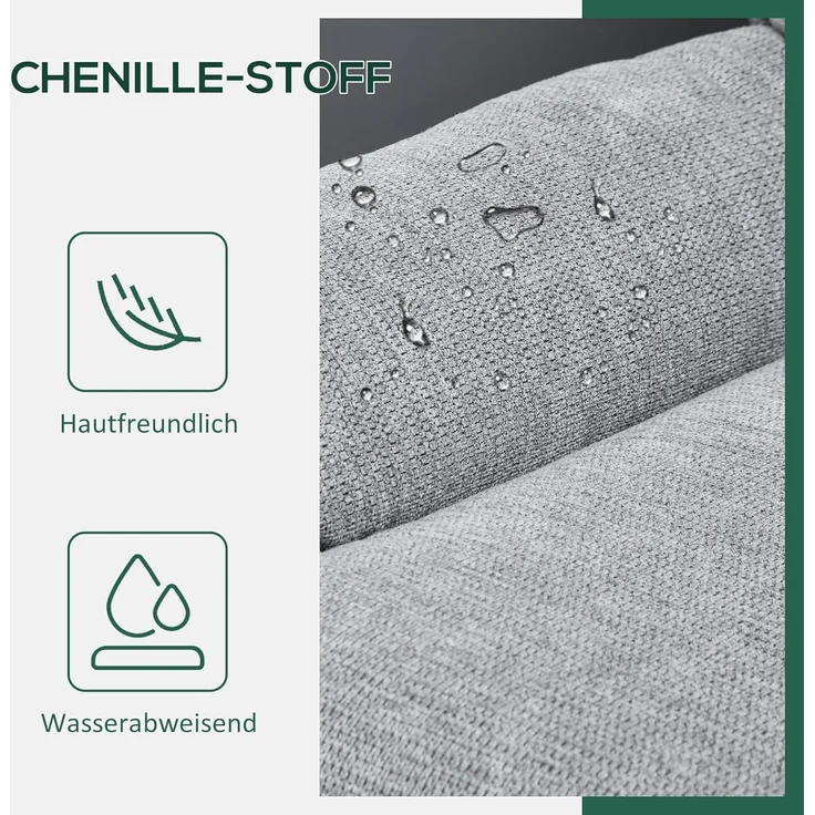 HOMCOM Relaxsessel Drehbar Loungesessel mit Wasserabweisend Chenille-Optik (Polsterstuhl, 1-St, Sessel), für Wohnzimmer, Grau – Bild 4