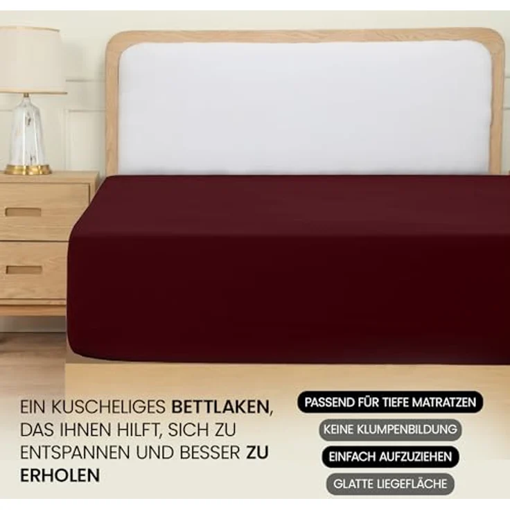 Utopia Bedding - Spannbettlaken 140x200 cm - Burgunderrot - Gebürstete Polyester-Mikrofaser Spannbetttuch - 35 cm Tiefe Tasche – Bild 7