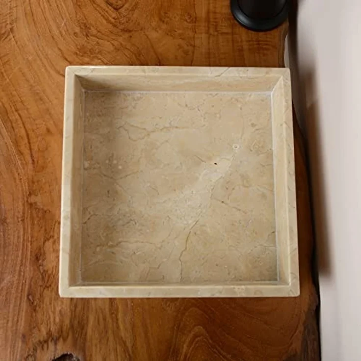 wohnfreuden Dekotablett Marmor Tablett creme quadratisch 20 cm, 1348 – Bild 7