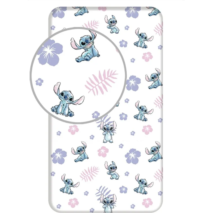 Lilo und Stitch Spannbetttuch Spannbettlaken Bettlaken, Weiß, 90x200 cm – Bild 1