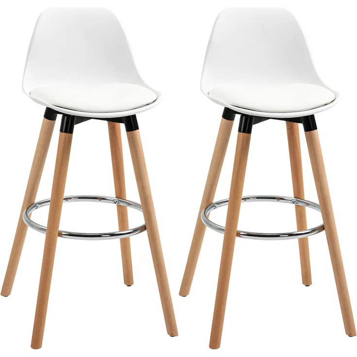 Barhocker 2er-Set 38,5x42,5x91 cm in Weiß mit Rückenlehne und Fußstütze – Bild 5