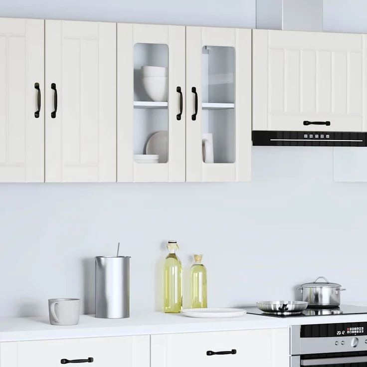 vidaXL Küchen-Hängeschrank mit Glastür Lucca Weiß Holzwerkstoff 853907 – Bild 3