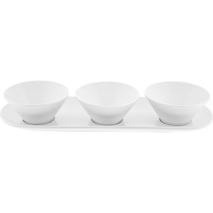Sara 4-teiliges Snackschalen-Set aus Porzellan - 3 Schalen mit Servierplatte – Bild 1