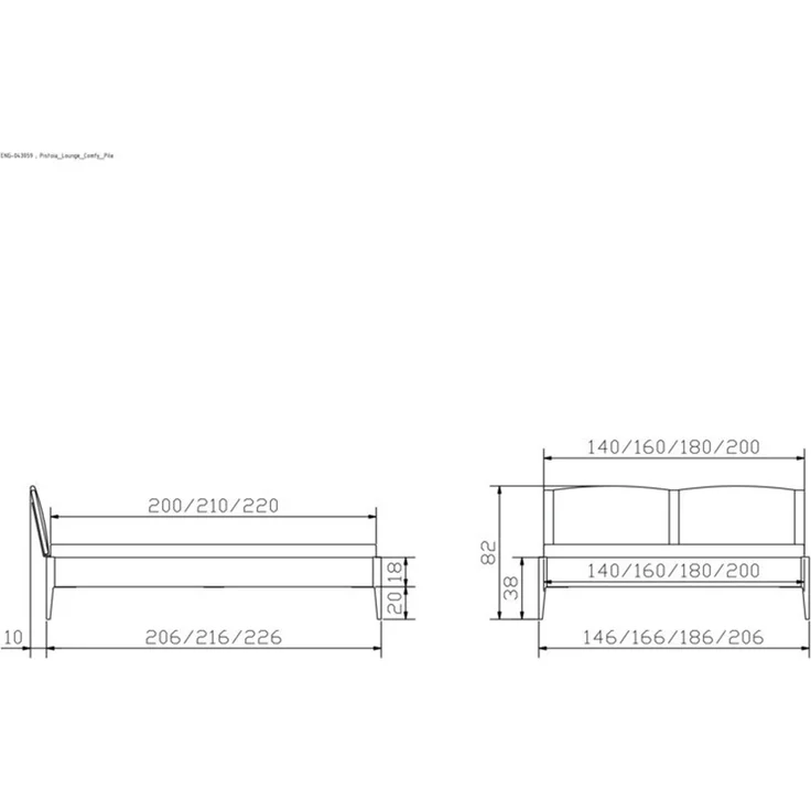 Hasena Polsterbett Pistoia Grau-Weiß mit gepolstertem Kopfteil 160x200 cm, Fußhöhe 20 cm MDF weiss deckend – Lounge – Bild 5