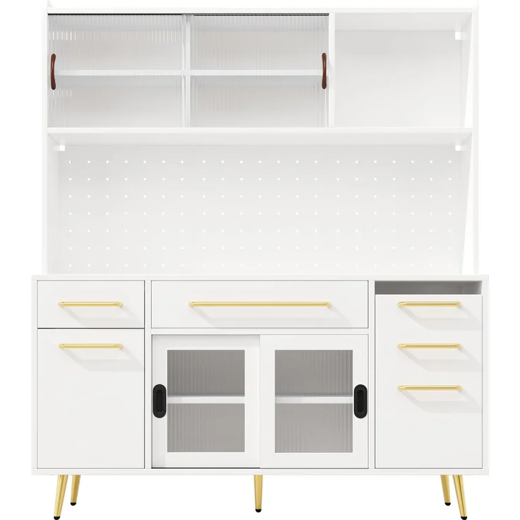 MODFU Hochschrank Esszimmerschrank mit Schublade (Aufbewahrungsschrank mit Lochwand, 1-St, 145×39×171cm) – Bild 6