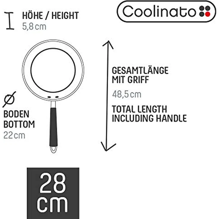 Coolinato Bratpfanne 28cm Pfanne – antihaftbeschichtet, (1-tlg) – Bild 4