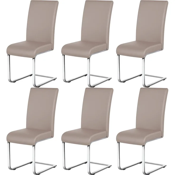 Yaheetech 6er Set Esszimmerstühle Wohnzimmerstuhl Küchenstuhl Schwingstuhl, Belastbarkeit 135 kg Hellbraun