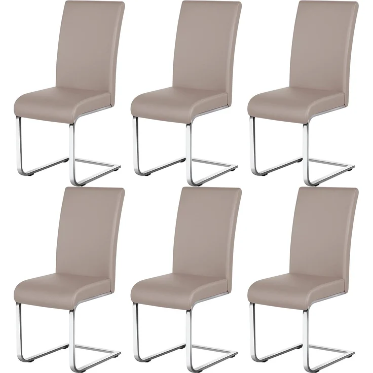 Yaheetech 6er Set Esszimmerstühle Wohnzimmerstuhl Küchenstuhl Schwingstuhl, Belastbarkeit 135 kg Hellbraun