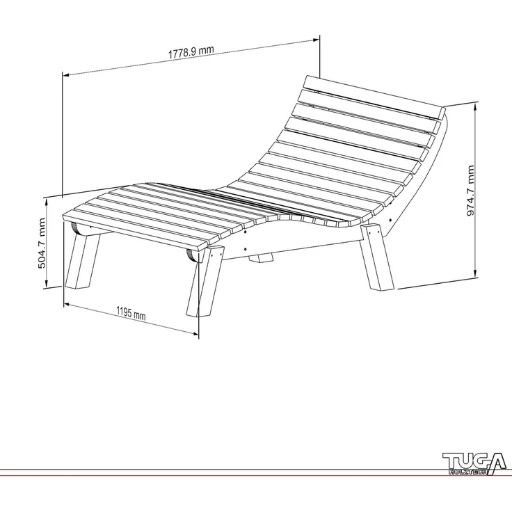 Gartenliege Relaxliege "Liege-Franzi" (Lärche) Breite 120cm Einstiegshöhe 50cm mit Füßen – Bild 7