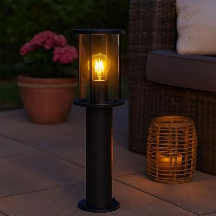 Stehleuchte Gartenlampe, Edelstahl, schwarz, IP54, H 45 cm – Bild 4