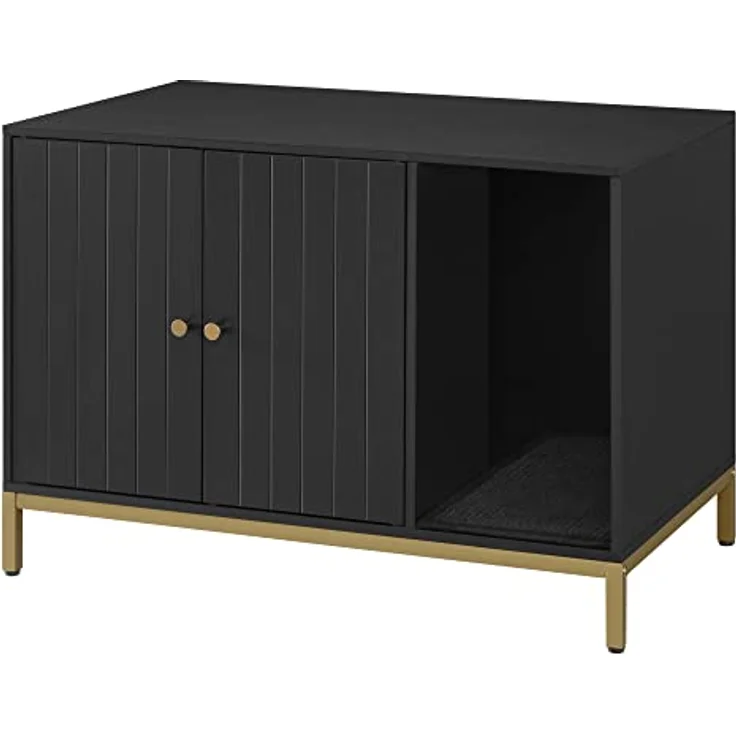 FEANDREA Katzentoilette, Katzenklo-Schrank, Katzenhaus, mit Kratzmatte, Beistelltisch – Bild 2