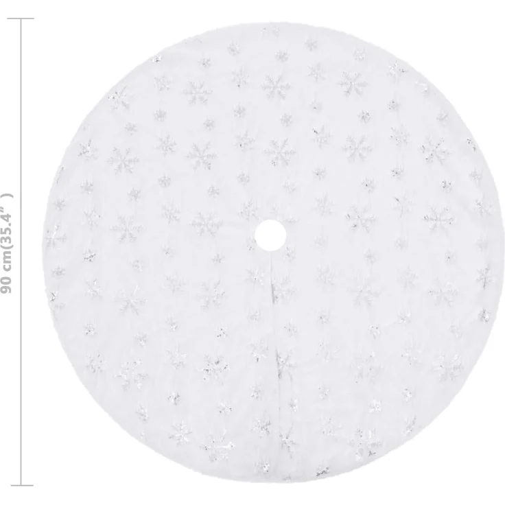 vidaXL Luxus-Weihnachtsbaumrock Weiß 90 cm Kunstfell 330272 – Bild 5