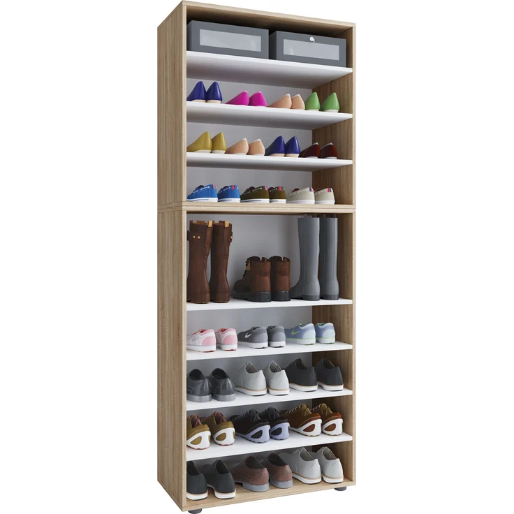 VCM Schuhschrank Lona 917833 Sonoma-Eiche H. 183 x B. 70 x T. 37 cm – Bild 1