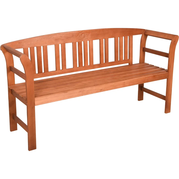 Gartenbank LUCERN 3-Sitzer mit Rose - 157cm Breit, Eukalyptus, Natur | Terrassenbank Wetterfest Sitzbank Outdoor Bank – Bild 1