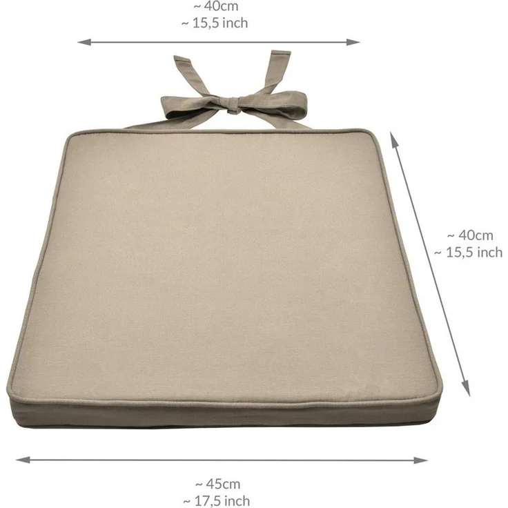 Beautissu Stuhlkissen 2er Set Loft SK Stuhlkissen Natur, 45x40x5cm, Stuhlpolster mit Bändern Sitzkissen für Stühle, rutschfest – Bild 4