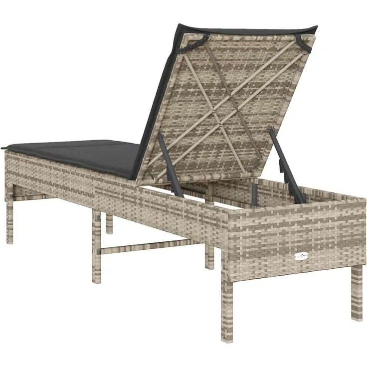 vidaXL Sonnenliege mit Auflage Hellgrau 55x200x44 cm Poly Rattan 4104105 – Bild 6