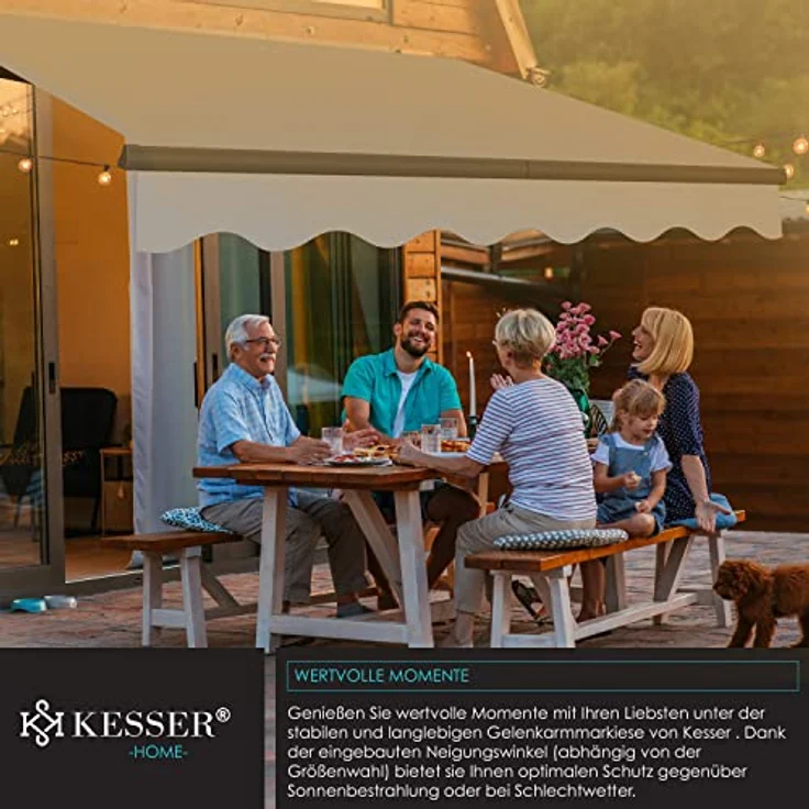 KESSER® Gelenkarmmarkise Markise Gelenkmarkise 300x250 cm Terrassenmarkise Klemmmarkise Sonnenmarkise inkl. Wandhalterung Sonnenschutz Balkonmarkise wasserabweisend Alu/Polyester, Grau – Bild 7