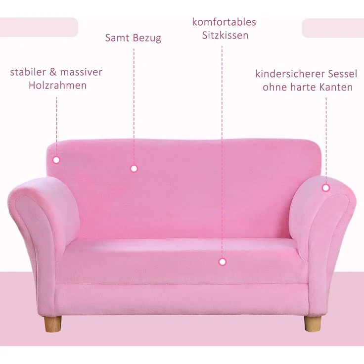HOMCOM Sofa Kinder Erdbeersofa – Bild 5