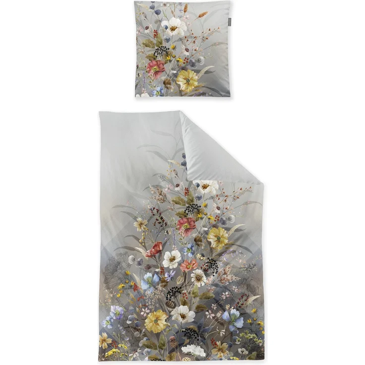 Irisette Flausch Cotton Bettwäsche Zobel 8707-90 Blumen grau 135x200 – Bild 2