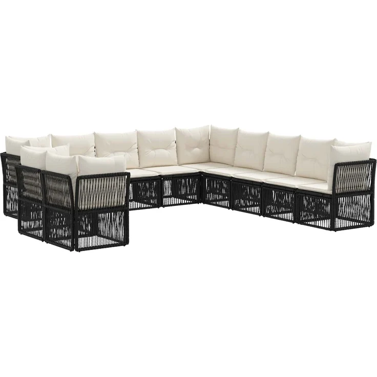 vidaXL Gartensofa-set 11 stk. 11-Sitzer Schwarz Poly-Rattan 3434275 – Bild 2