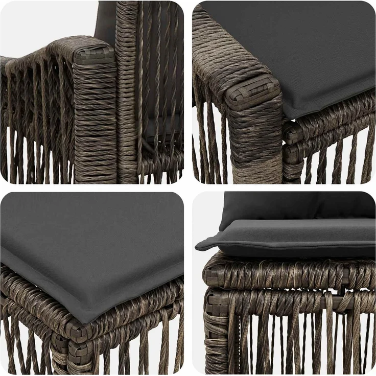 vidaXL Gartensofa-set 7 stk. 7-Sitzer Grau Poly-Rattan 3436064 – Bild 6