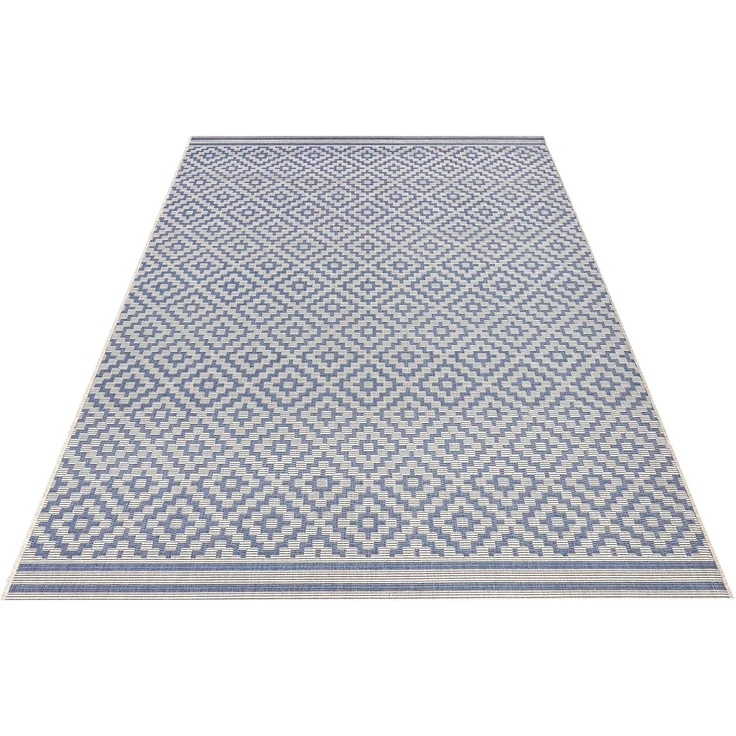 In- & Outdoor Teppich Raute blau/creme - 160x230x0,8cm – Bild 9