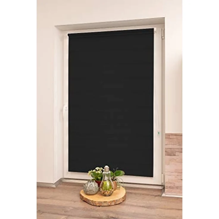 K-Home Klemmfix Doppelrollo Madrid ohne Bohren Schwarz 75x200 cm (B x L) – Bild 2