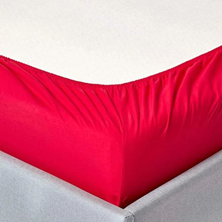 Homescapes Perkal-Spannbettlaken, 90x190 cm, Rot, 100% ägyptische Baumwolle, Oeko-Tex® zertifiziert, hypoallergen – Bild 2