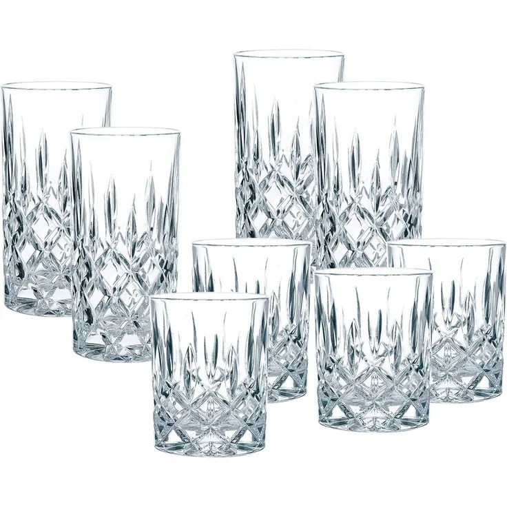 Nachtmann 4 x Longdrinkglas und 4 x Whiskybecher Noblesse 8er Set 0089208-0 + 0089207-0