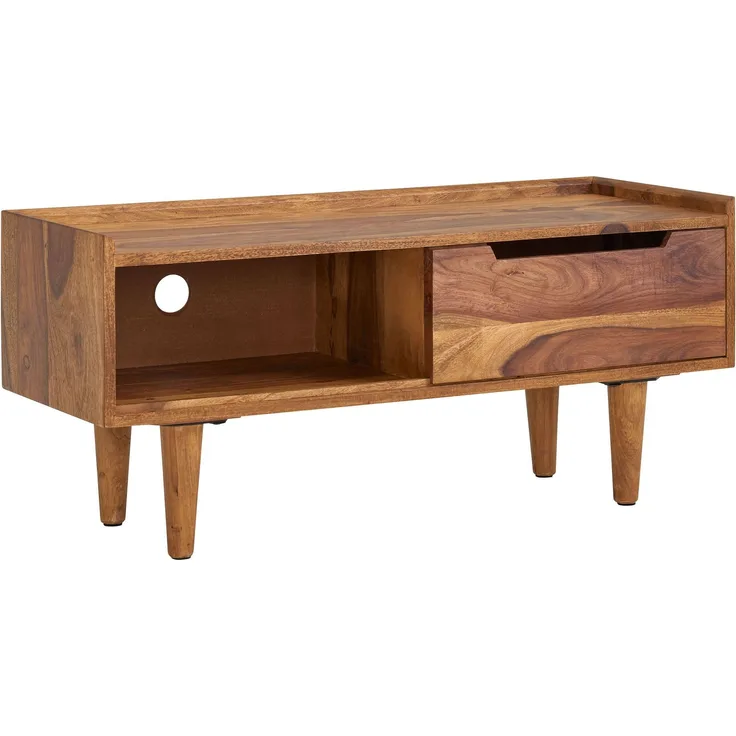 Lowboard Sheesham Massivholz 95x44x34cm TV-Kommode Schiebetür Modern Wohnzimmer