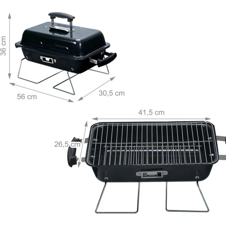 Relaxdays Klappbarer Tischgrill mit Deckel, 36 x 56 x 30,5 cm – Bild 4