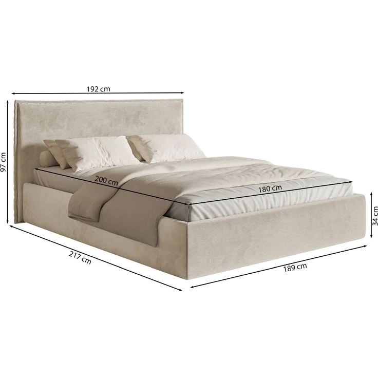 Selsey 'Softie Slim' Polsterbett 180×200 mit Bettkasten und Lattenrost, Velours, beige – Bild 5