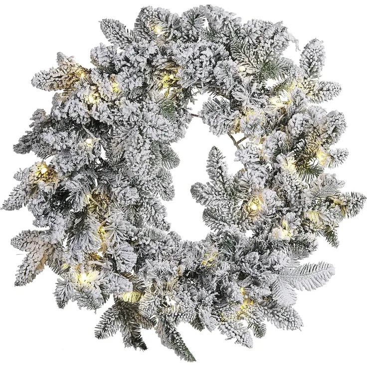 Schneebedeckter Weihnachtskranz LED SUNDO 70 cm Weiß