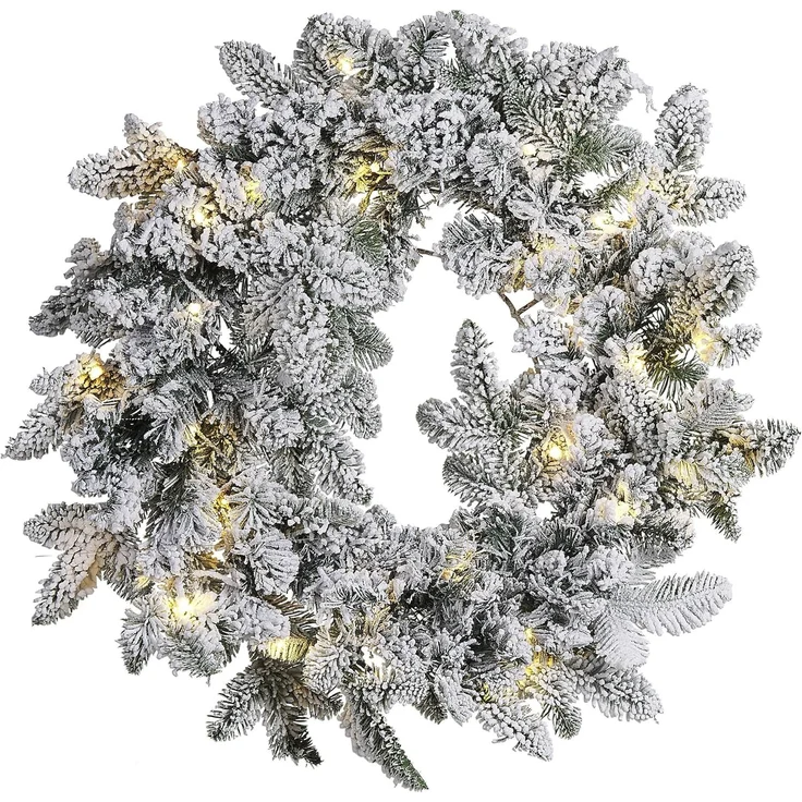 Schneebedeckter Weihnachtskranz LED SUNDO 70 cm Weiß – Bild 1