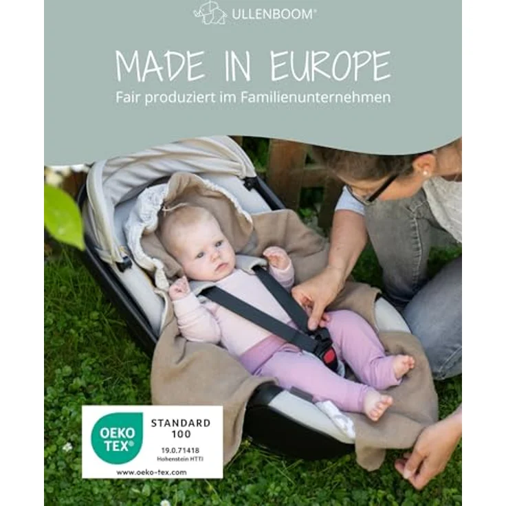 ULLENBOOM Einschlagdecke Babyschale Sommer, Aus 100% OEKO-TEX Materialien - Leo (Made in EU) - Decke für Babyschale & Kinderwagen, Für gängige Kindersitze, ideal für 0 bis 9 Monate – Bild 6