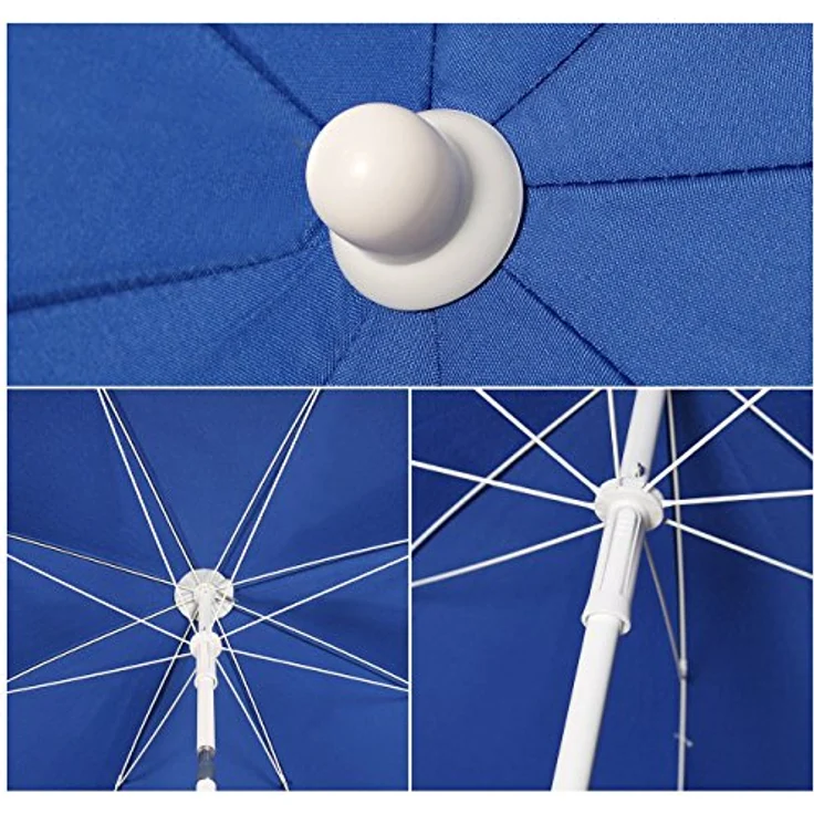 Sekey Sonnenschirm mit Schutzhülle, Neigungswinkel und Höhe verstellbar, Polyester blau, 160 cm – Bild 4