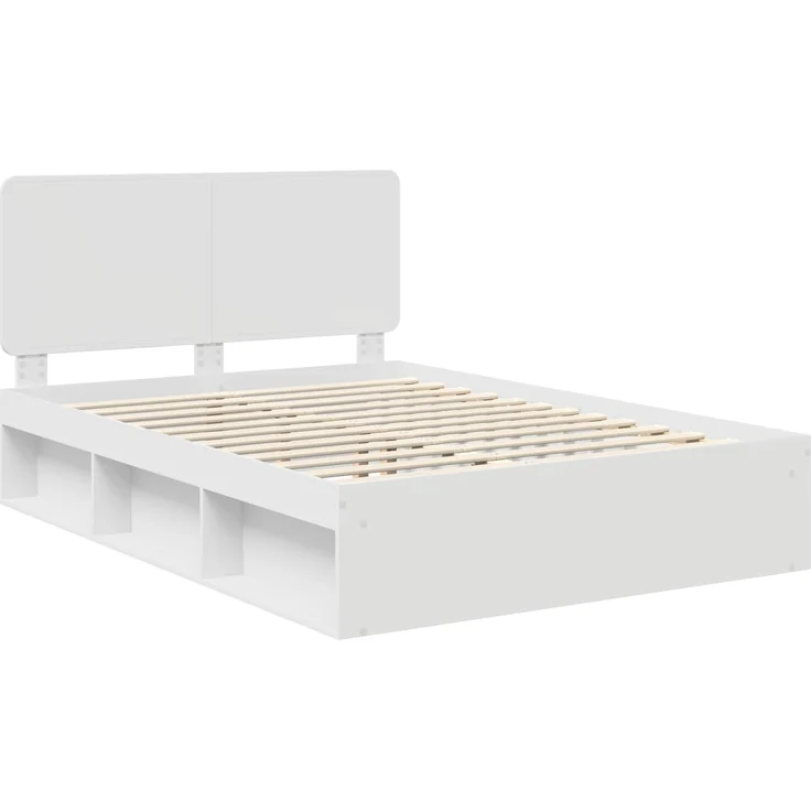vidaXL Bettrahmen mit Kopfteil Weiß 140 x 190 cm Massives Kiefernholz 3412488 – Bild 3