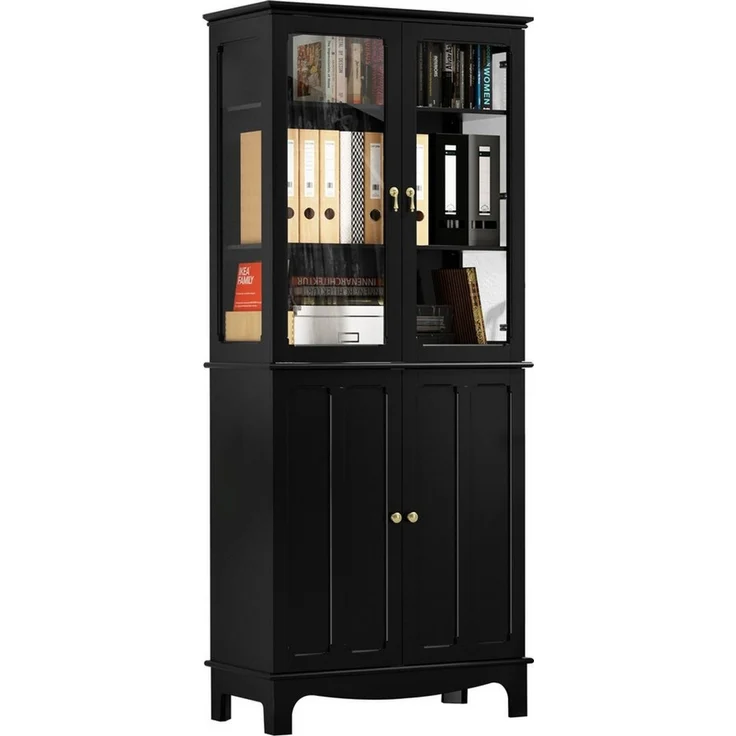 HOLTICO Hochschrank Freistehender küchenschränke mit Glastür, Glasküchenschrank, 183 cm (1-St) klassischer hoher Schrank mit Glastür und verstellbaren Regalen – Bild 3